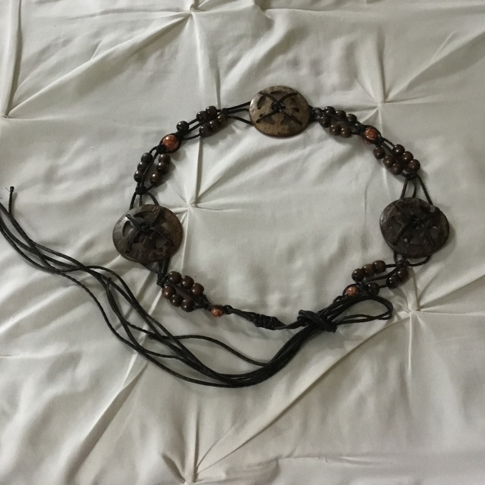 Coldwater Creek Brown and Black Beaded Boho Belt